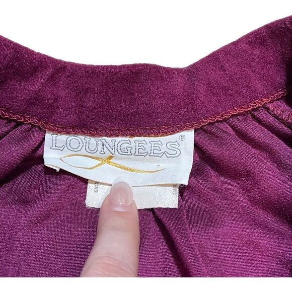 Vintage Loungees Purple Maroon Robe Drawstring Waist & Zipper Small Medium READ - Picture 4 of 10